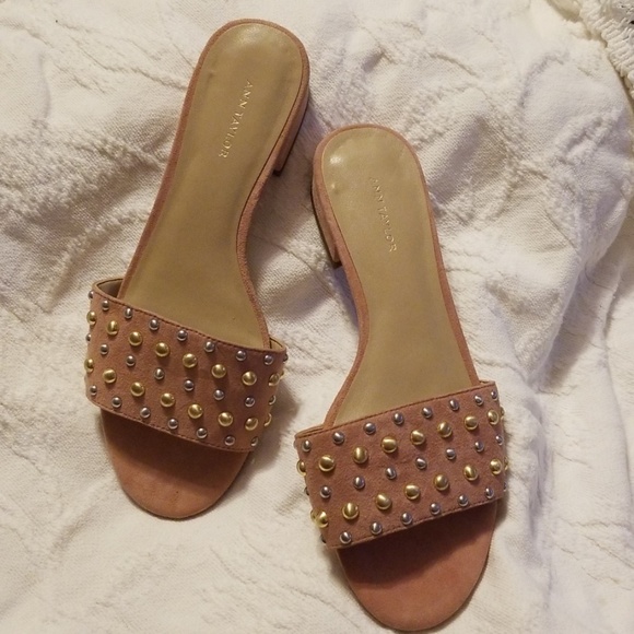 Ann Taylor Shoes - Ann Taylor Fleur suede studded slide sandal